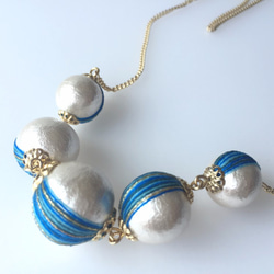 ※受注製作※　カラフルラインのロングネックレス　From 糸珠 ブルー系 1枚目の画像
