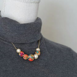 珍珠布和棉花珍珠項鍊&lt;自由布·格洛麗亞鮮花&gt; 第3張的照片