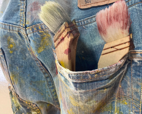 ABCFABRIC BRAND 刺し子　リペア加工　デニムパンツ　W29 ABCFABRIC BRAND 刺し子 リペア加工 デニムパンツ W29 ABC様専用