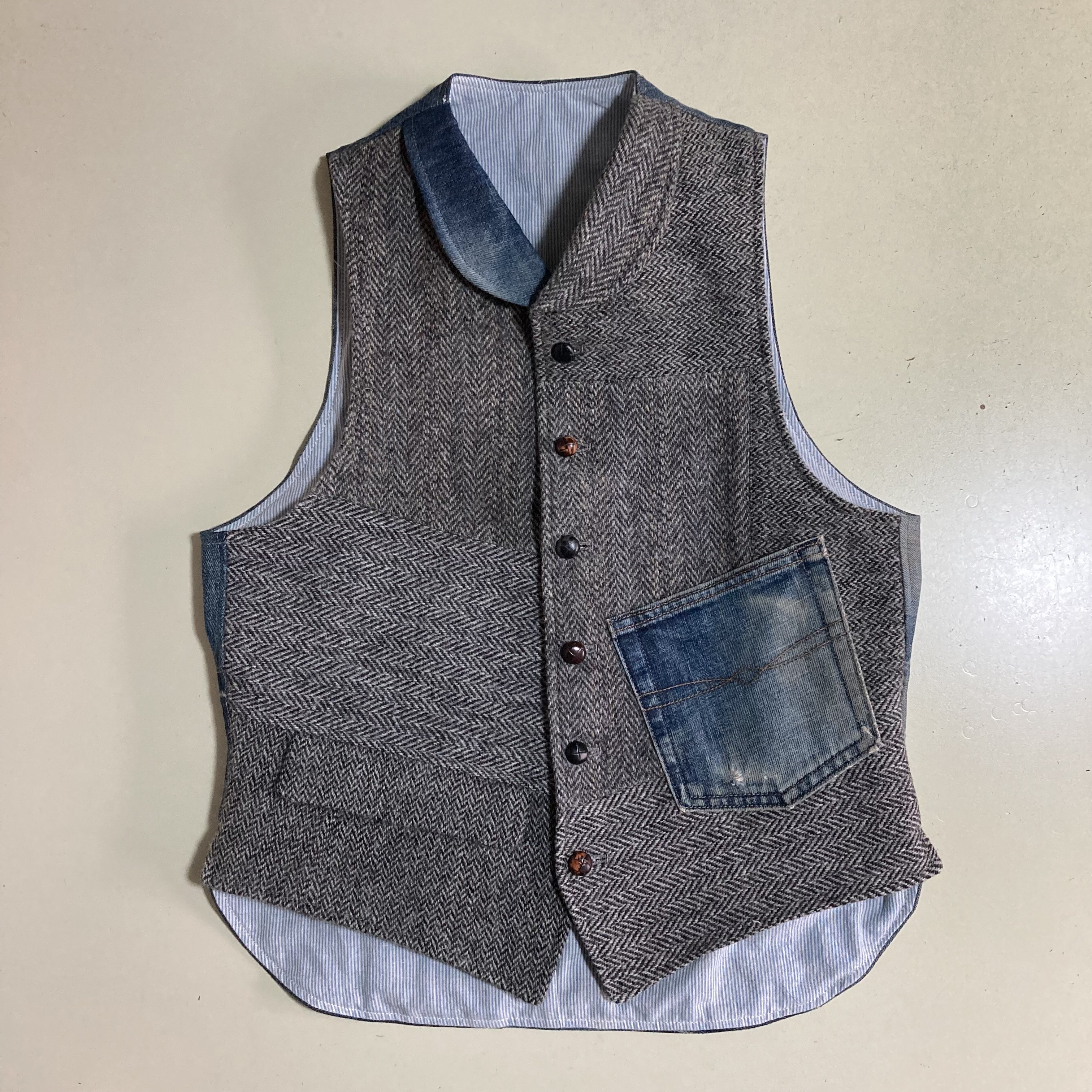 MALION vintage ツィード パッチワークベスト