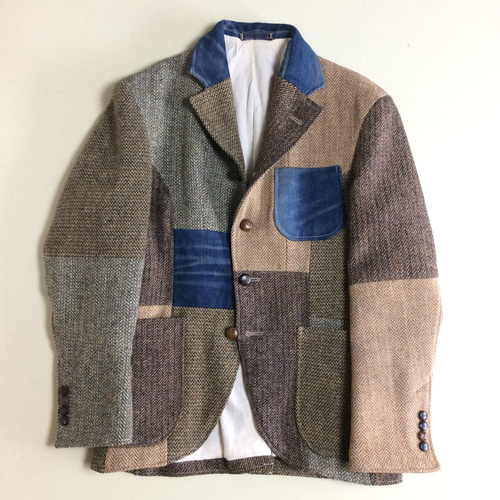 ビンテージハリスツイード パッチワークジャケット(限定サンプル作品