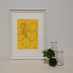 「日々是好日 no.1」　シンプルに植物を描いたフリーハンド絵画 2枚目の画像
