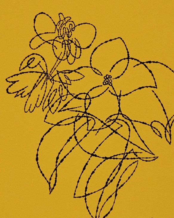「日々是好日 no.3」　シンプルに植物を描いたフリーハンド絵画 1枚目の画像