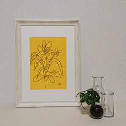「日々是好日 no.4」　シンプルに植物を描いたフリーハンド絵画 2枚目の画像