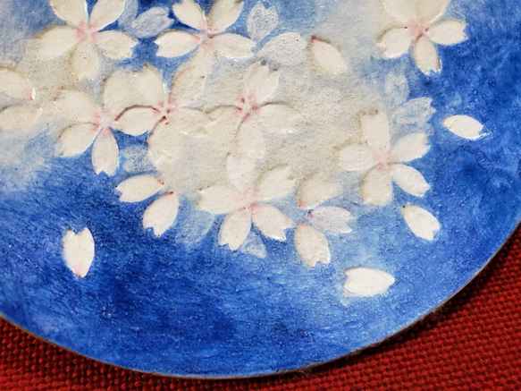 桜咲く　オーブン陶土のお皿 2枚目の画像