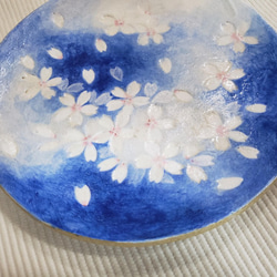 桜咲く　オーブン陶土のお皿 1枚目の画像