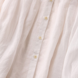 舒緩質感♪ 100%天然亞麻襯衫 防曬上衣 前後褶邊 白色 200802-1 第3張的照片