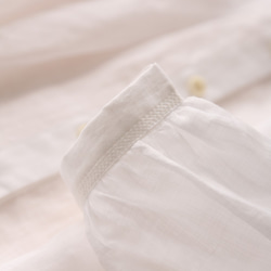 舒緩質感♪ 100%天然亞麻襯衫 防曬上衣 前後褶邊 白色 200802-1 第8張的照片