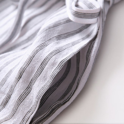 抗皺 100% 條紋亞麻細四分之三袖連身裙 200908-1 第7張的照片