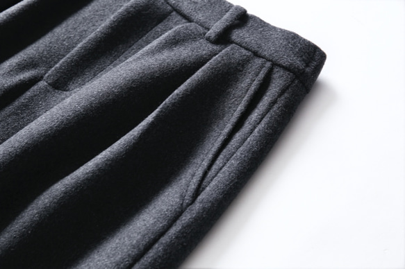 あたたかく、柔らかく質感のウールスカート　冬スカート　マキシ丈スカート　ダークグレー　201106-2 3枚目の画像
