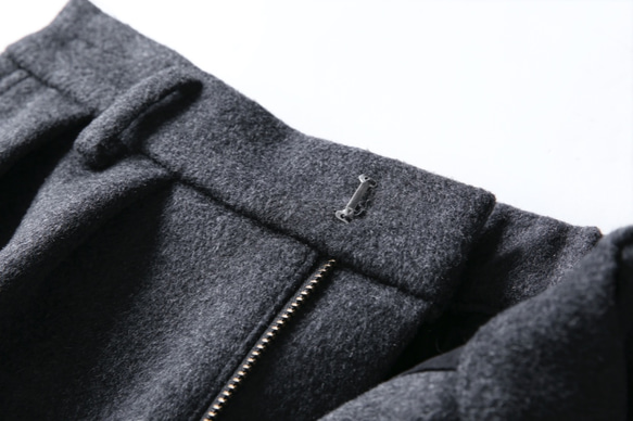 あたたかく、柔らかく質感のウールスカート　冬スカート　マキシ丈スカート　ダークグレー　201106-2 4枚目の画像