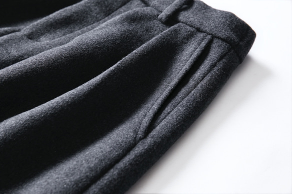 あたたかく、柔らかく質感のウールスカート　冬スカート　マキシ丈スカート　ダークグレー　201106-2 6枚目の画像