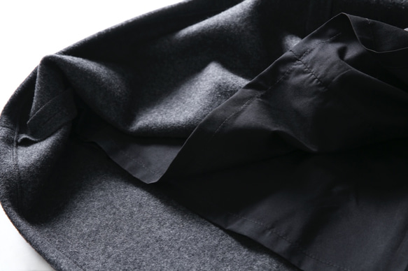 あたたかく、柔らかく質感のウールスカート　冬スカート　マキシ丈スカート　ダークグレー　201106-2 7枚目の画像