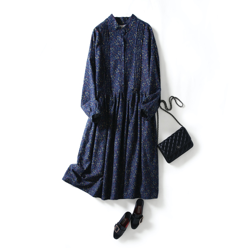 ニュアンスはなつ　大人女子の花柄ワンピース　起毛感ある素材　コットンワンピース201201-1