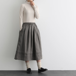 風合い年中愛用リネンスカート　ロングスカート　タック入りスカート　アッシュグレー201206-3 10枚目の画像
