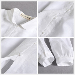 ★サンプルセール★三点のみ　シンプルなシャツスタイルこそこだわりを。麻のシャツ　長袖シャツ　ホワイト 4枚目の画像