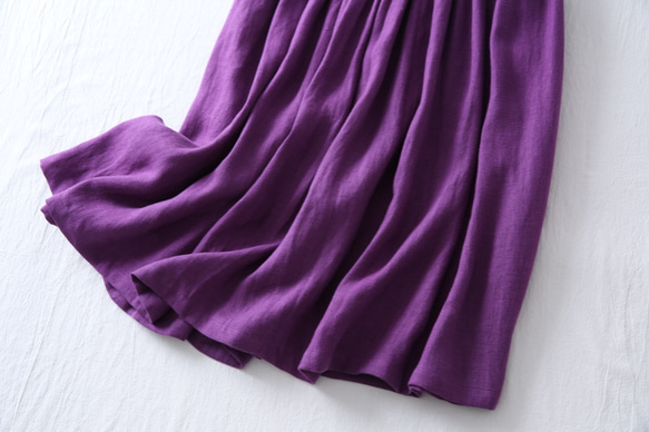 易於混搭，100% 亞麻褶皺裙身，有四種顏色可供選擇 210401 第7張的照片