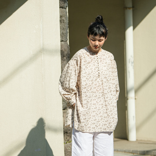☆20％オフ☆贅沢ギャザー花柄ブラウス チュニック コットン100