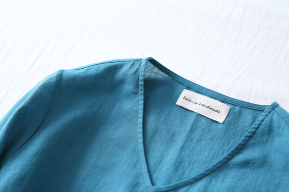 何枚も欲しい！洗練されたシンプルリネンブラウス　Tシャツ　13カラー展開　8分袖　Vネック  210404 7枚目の画像