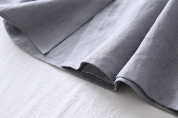 他にないデザイン♪ストライプ切替シャツ　リネン100％　長袖シャツ　グレー210801-1 5枚目の画像