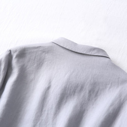 他にないデザイン♪ストライプ切替シャツ　リネン100％　長袖シャツ　グレー210801-1 8枚目の画像