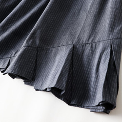 コーデが広がるストライプスカート　ギャザースカート　裾タック入り　アシンメトリースカート　リネンスカート210802-2 4枚目の画像