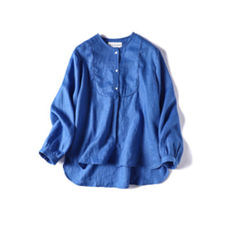 Botham 襯衫亮藍色 210806-4，以其質感和輪廓打造時尚秋季造型 第1張的照片