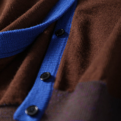 100%羊毛開襟衫，穿上就能營造出明亮的氛圍 拼色開襟衫 210901-2 第5張的照片
