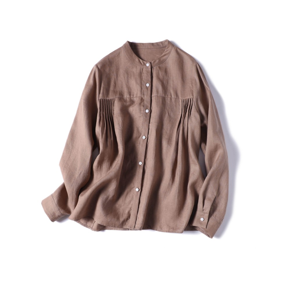 ほどよい「抜け感」で　程よく「上品」なフレンチリネン　シャツブラウス　　210902-4