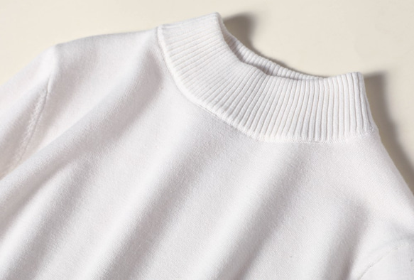 100% 純棉內衣針織小高領毛衣，有 11 種顏色，讓您每天都想穿！米白色211001-01 第2張的照片
