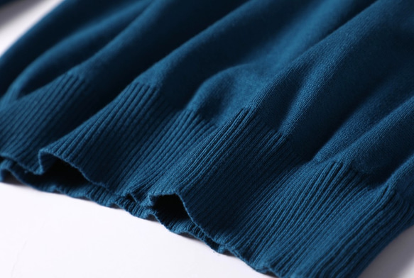 您每天都想穿的 100% 純棉內衣針織小高領毛衣，有 11 種顏色可供選擇！孔雀藍211001-09 第6張的照片