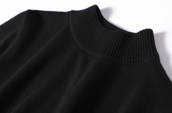 您每天都想穿的 100% 純棉內衣針織小高領毛衣，有 11 種顏色可供選擇！黑色211001-11 第2張的照片