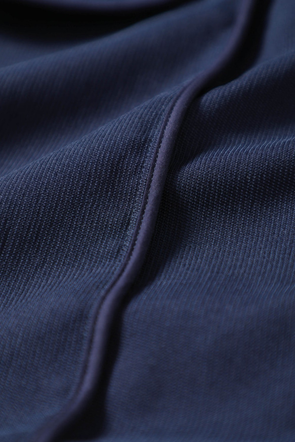 たった一枚で可愛くセンス惹き立つ　丸襟　ハイウェストロングワンピース　ベルト付き　紺色　211008-3 8枚目の画像