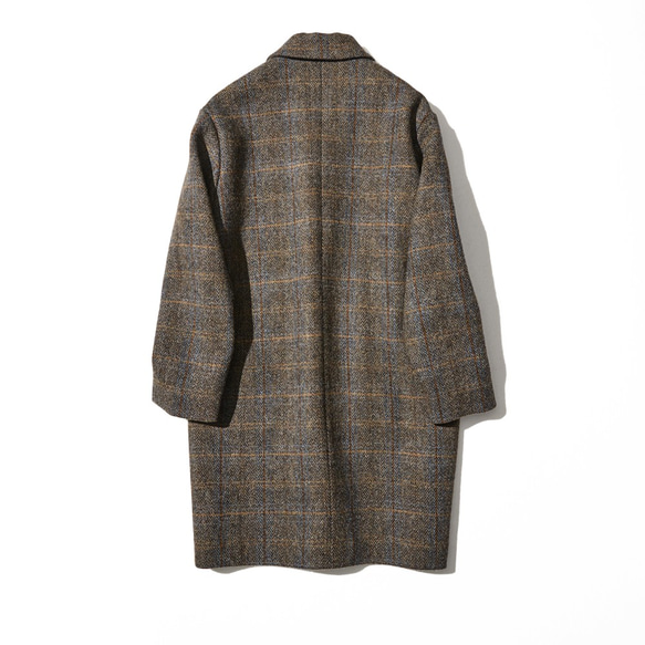 大人が着たいお洒落なウールコート　イタリア製ウール100％チェック柄生地　ロングコート191205-7 3枚目の画像