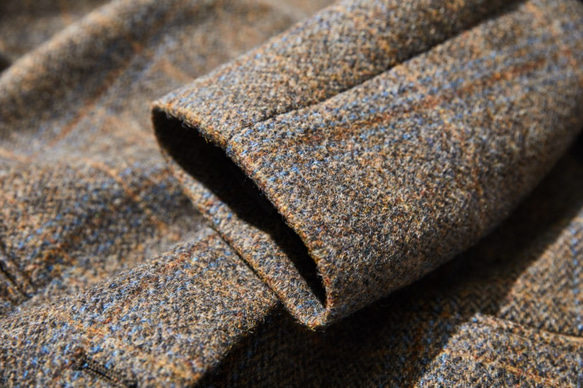 大人が着たいお洒落なウールコート　イタリア製ウール100％チェック柄生地　ロングコート191205-7 7枚目の画像