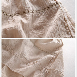 f041（再販）森ガールの　刺繍入り　麻綿ワンピース 4枚目の画像