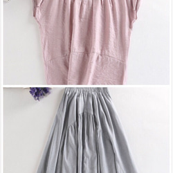 f043 f048(再販21）初夏の販促セール　お得なブラウス＋スカート　セットアップ 1枚目の画像
