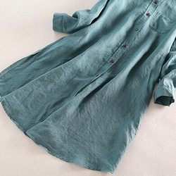 f083（再販9）リネン　ロングシャツ　これからの季節 1枚ではモチロン、タンクトップやタートルの羽織ものとして 3枚目の画像