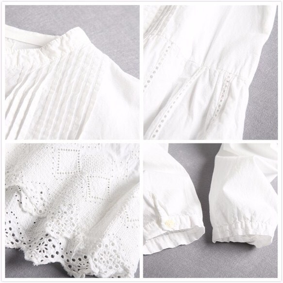 f222 （再販9）　コットン100％　刺繍裾ホワイトワンピース 4枚目の画像
