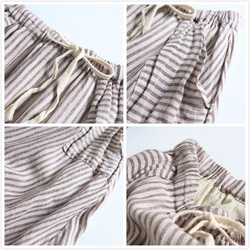 f5314 シンプルで可愛い　ポケット付き　綿麻ストライプスカート 4枚目の画像