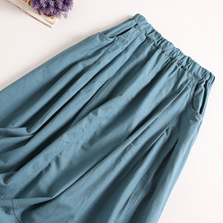 f52306　年中活躍できる綿麻スカート　ロングカラースカート　ポケット付き 2枚目の画像
