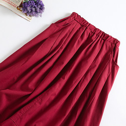 f52307（再販） 年中活躍できる綿麻スカート　ロングカラースカート　ポケット付き 2枚目の画像