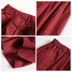 f52307（再販） 年中活躍できる綿麻スカート　ロングカラースカート　ポケット付き 4枚目の画像