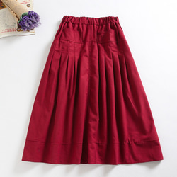f52307（再販） 年中活躍できる綿麻スカート　ロングカラースカート　ポケット付き 5枚目の画像