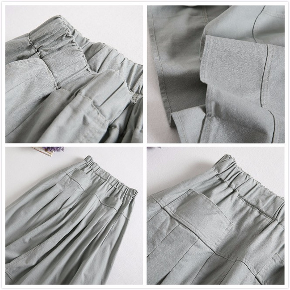f52308 （再販2）年中活躍できる綿麻スカート　ロングカラースカート　ポケット付き 4枚目の画像