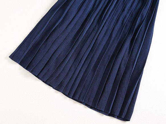 f82808★9月11日まで送料無料★毎日愛着のスカート　糸の織り生地　プリーツスカート 3枚目の画像