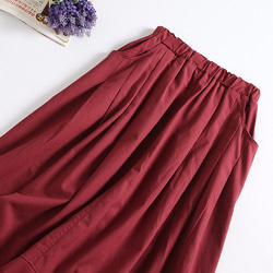 f52307  年中活躍できる綿麻スカート　ロングカラースカート　ポケット付き 2枚目の画像