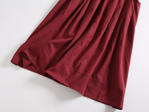f52307  年中活躍できる綿麻スカート　ロングカラースカート　ポケット付き 3枚目の画像