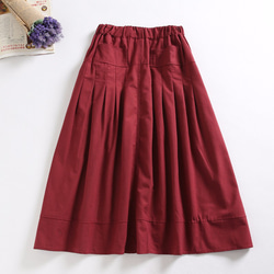f52307  年中活躍できる綿麻スカート　ロングカラースカート　ポケット付き 5枚目の画像