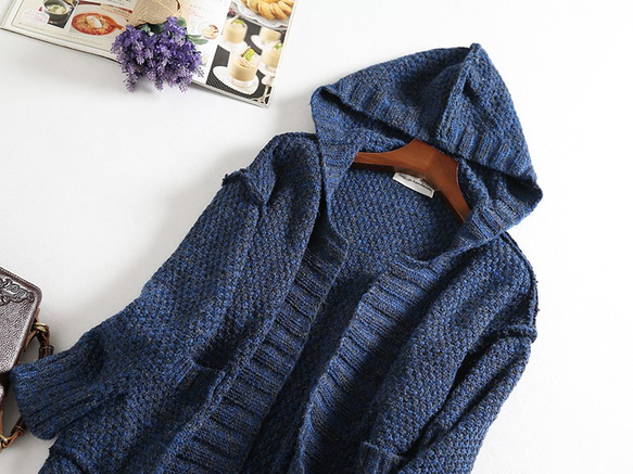 f91306 フラに着て暖か可愛い　糸織り　カーディガン レディースカーディガン 2枚目の画像